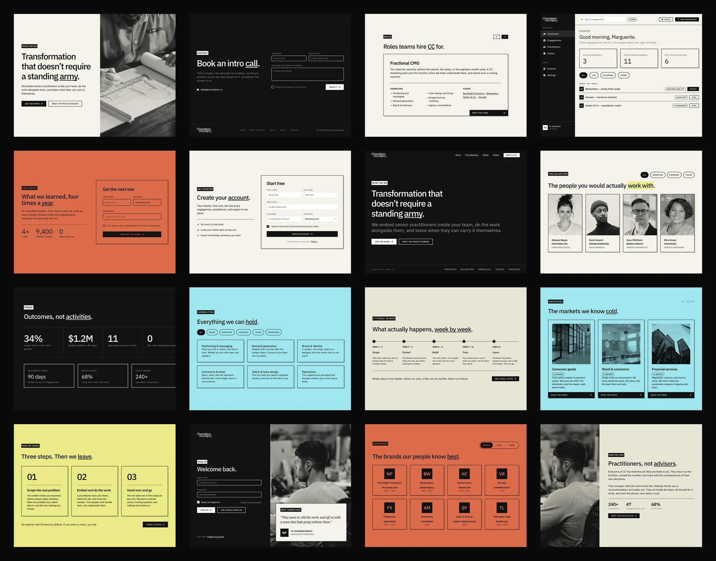Website and product screens built from the core library.